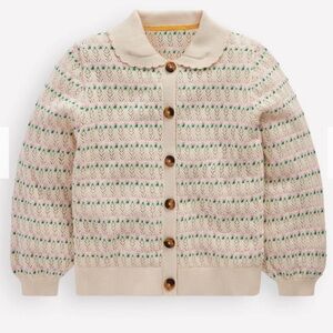 BODEN GIRLS Pointelle Collared Cardigan NWT Size 3-4yr